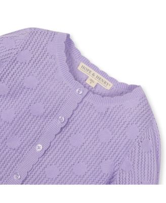 Girls' Scallop Edge Mesh Dot Cardigan, Kids