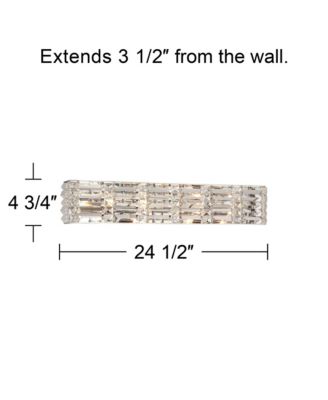 Vivienne Modern Wall Light Chrome Silver Metal Hardwired 24.5" Wide Light Bar Fixture Mounted Clear Crystal Accents for Bathroom Vanity Mirror House Home Hallway Room Decor