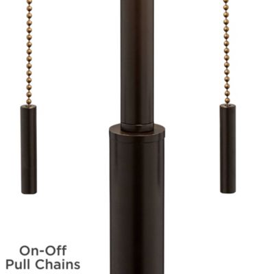 Bernie Industrial Table Lamps 25" High Set of 2 Rich Bronze with USB Charging Port Tan Drum Shade for Bedroom Living Room Bedside