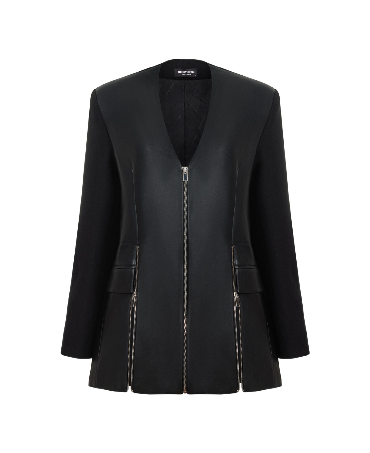 Nocturne Women's V-Neck Pleather Jacket