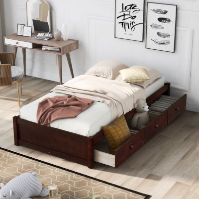 Twin Size 3 Drawers Platform Storage Bed Frame