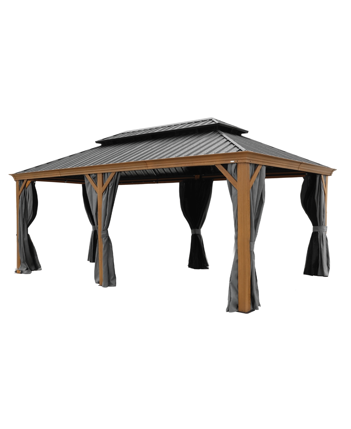 Streamdale Furniture 12X20ft Galvanized Steel Gazebos with Netting & Curtains - Black+brown+grey