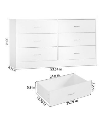 6 Drawer White Dresser for Bedroom Versatile Chests of Drawers