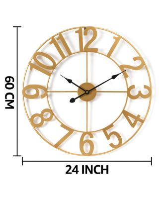 Large Wall Clock for Living Room Decor - Numeral Wall Clock for Kitchen - 24 inch Wall Clock Decorative (Gold)