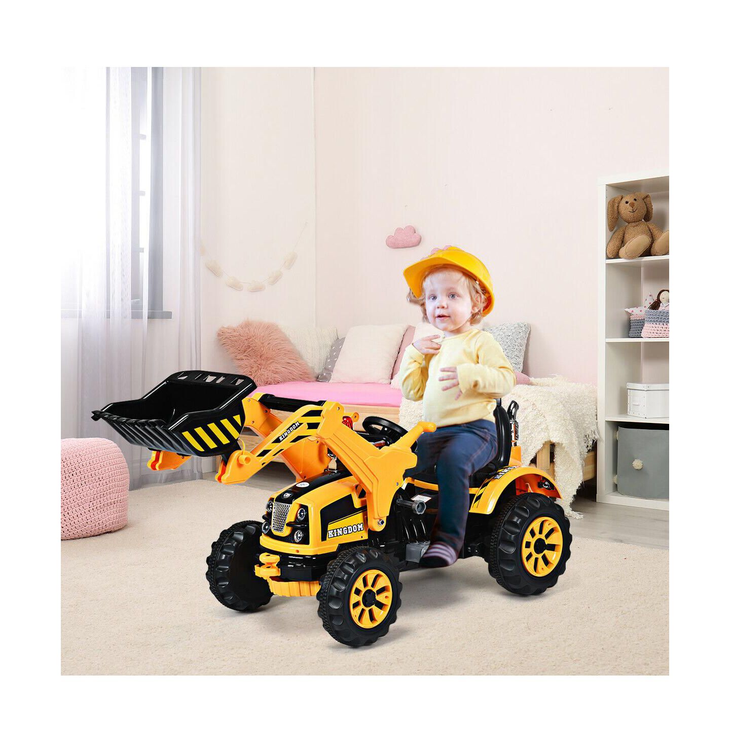 Детская игрушка Costway Powered Excavator Truck With Working Bucket Ride-On, 66 lbs Capacity, Ages 3+, цвет: Жёлтый — фото 3