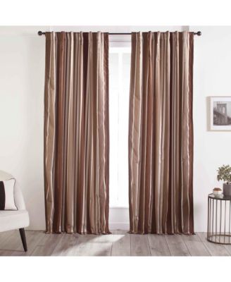 Cocoa Faux Silk Taffeta Curtain Panel With Heavy Interlining Rod Pocket With Hidden Back Tabs