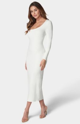 Women's Long Sleeve Square Neck Rib Maxi Dress