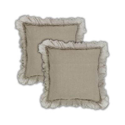 Pure Linen Sheer Fringe Throw Pillow Covers, 22"x 22", Set of 2
