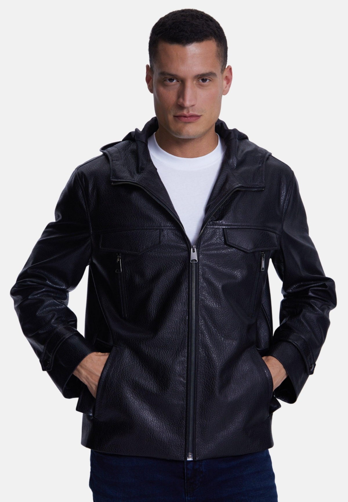 Men's Genuine Sheepskin Bomber Jacket - Black
