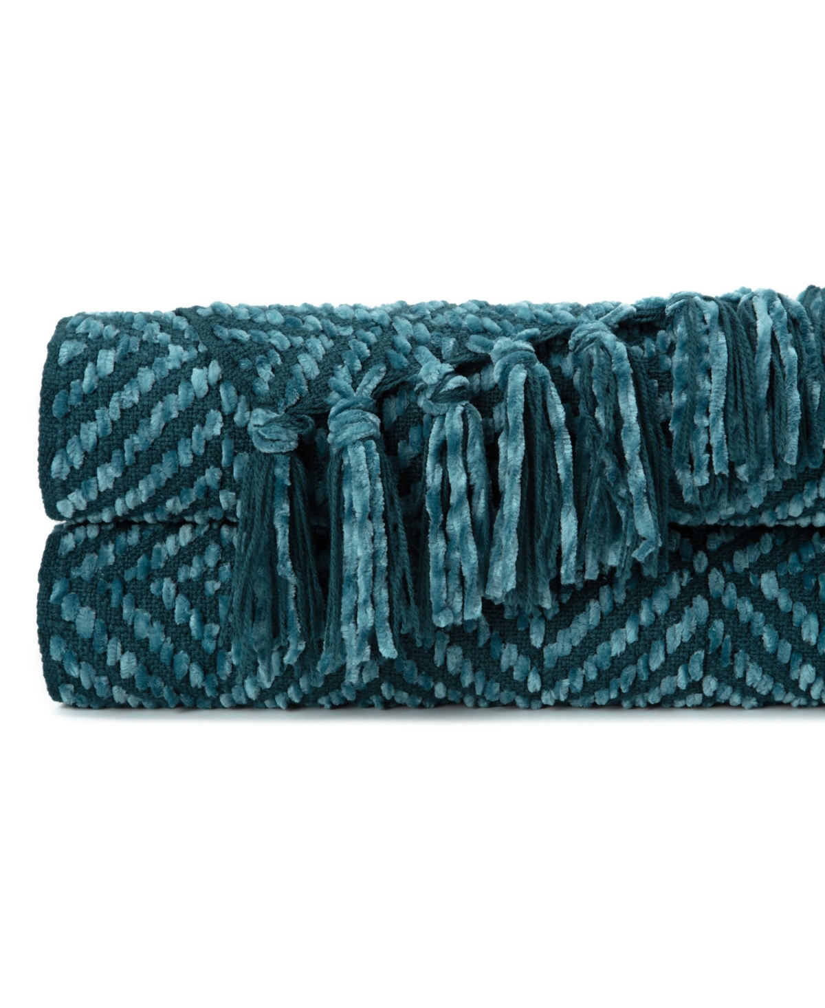 Chanasya Premium Soft Black Chenille Knitted Diamond Textured Decorative Blanket - Geometric Lightweight Luxury Fuzzy Decor with Tassels for Cou