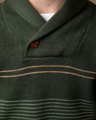 Boys Organic Long Sleeve Striped Shawl Collar Sweater