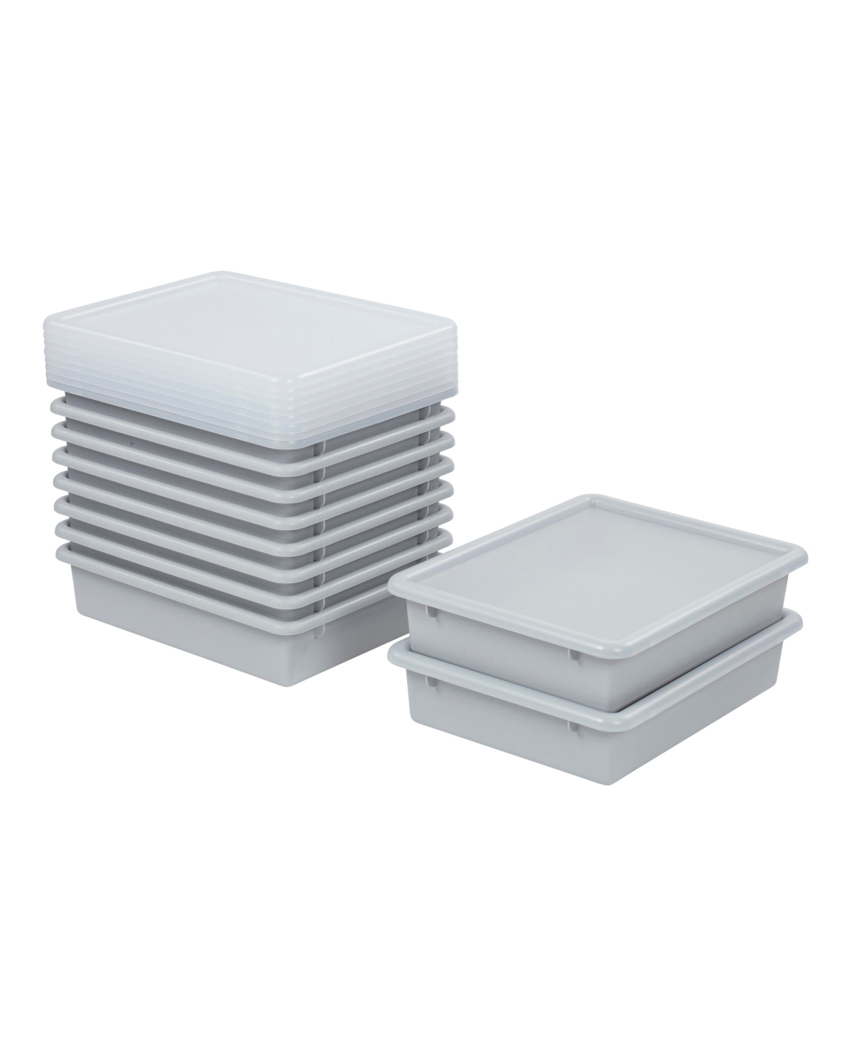 Letter Size Tray with Lid, Clear, 10-Piece - Light grey