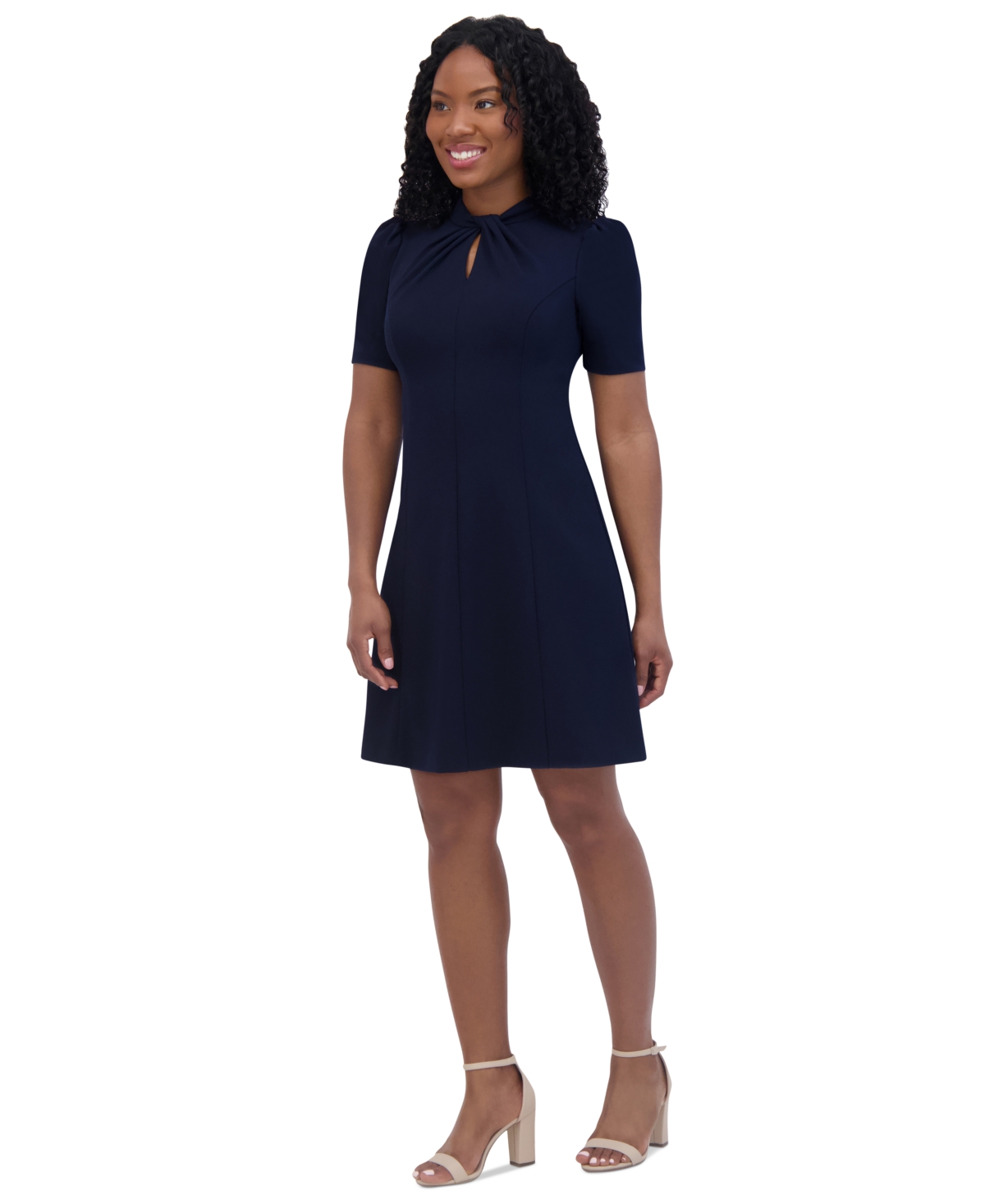 Jessica Howard Petite Twist-Neck Short-Sleeve Dress