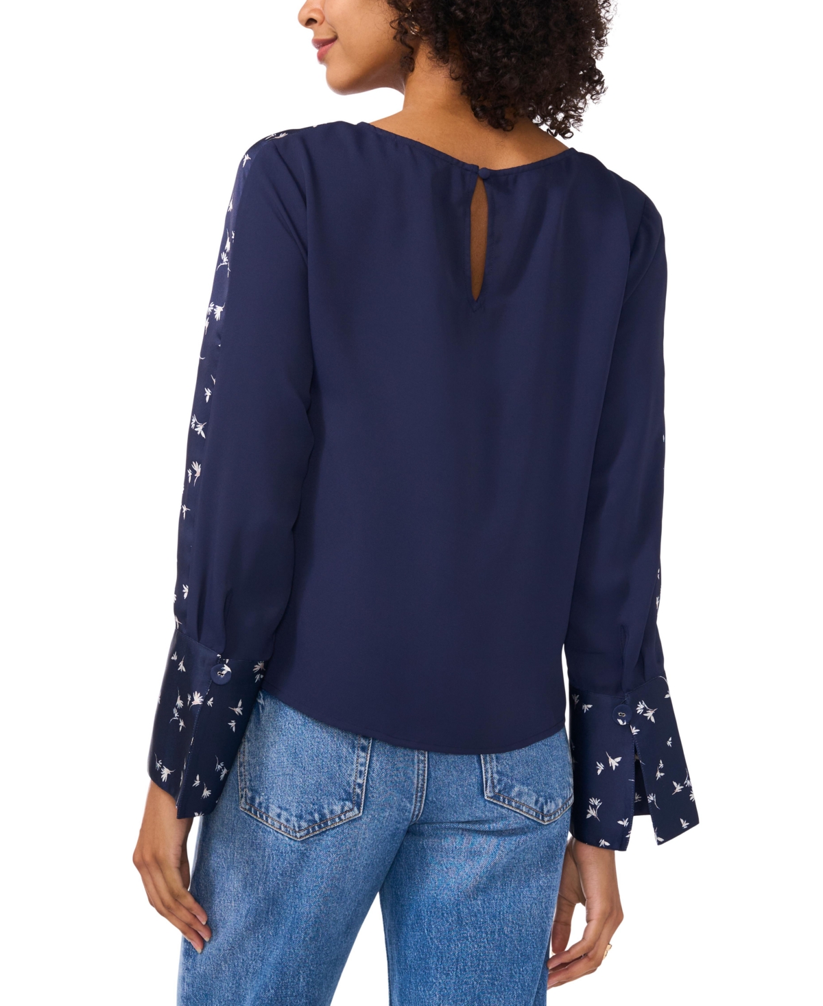 Vince Camuto Women's Mixed-Media Crewneck Top
