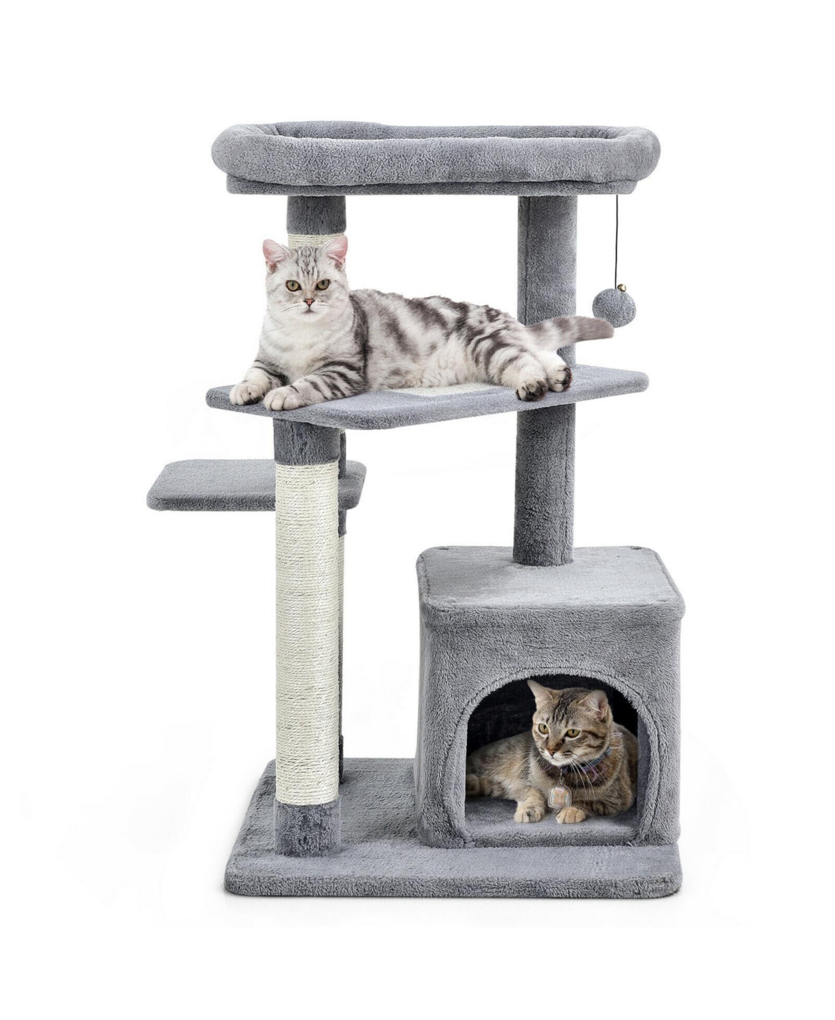 Slickblue Cat Tree with Perch and Hanging Ball for Indoor Activity Play