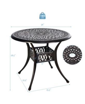 36 Inch Patio Round Dining Bistro Table with Umbrella Hole