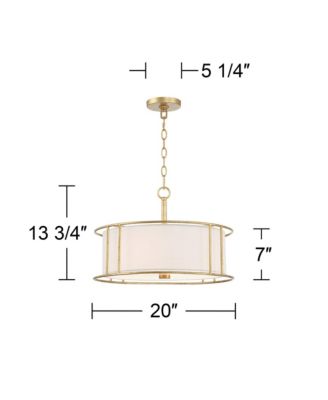 Kahna Painted Gold Pendant Chandelier 20" Wide Modern Metal Cage Frosted Tempered Round Glass Shade 4-Light Fixture for Dining Room House Foyer Kitchen Island Entryway Bedroom - Possini Euro Design