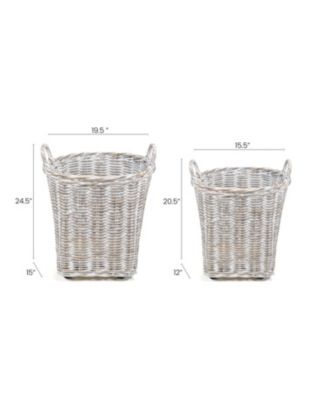 Arbour Rustic Hand-Woven Rattan Nesting Baskets with Wheels and Handles Set of 2