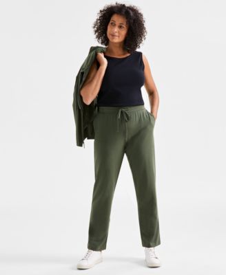Women's Petite Mid-Rise Drawstring-Waist Sweatpants