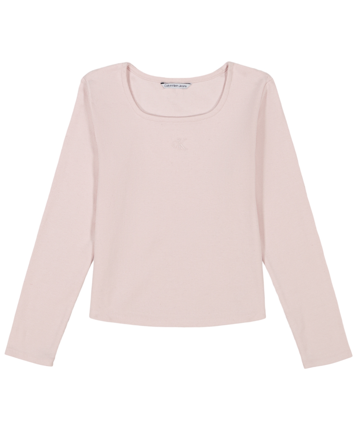 Calvin Klein Big Girls Long Sleeves Square Neck Ribbed T-shirt