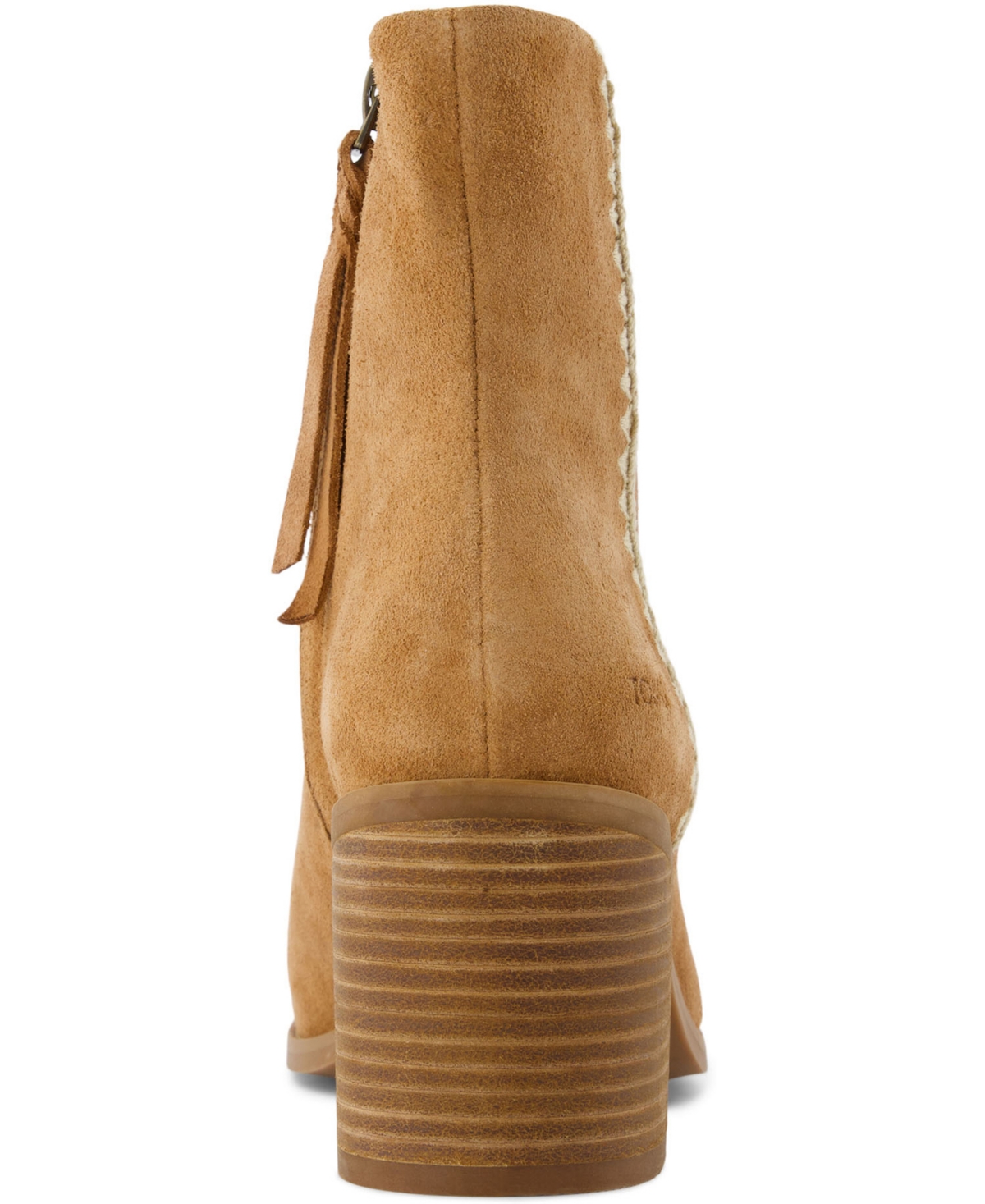 Shop Toms Women's Evelyn Stacked Block Heel Booties In Stitched Tan Suede