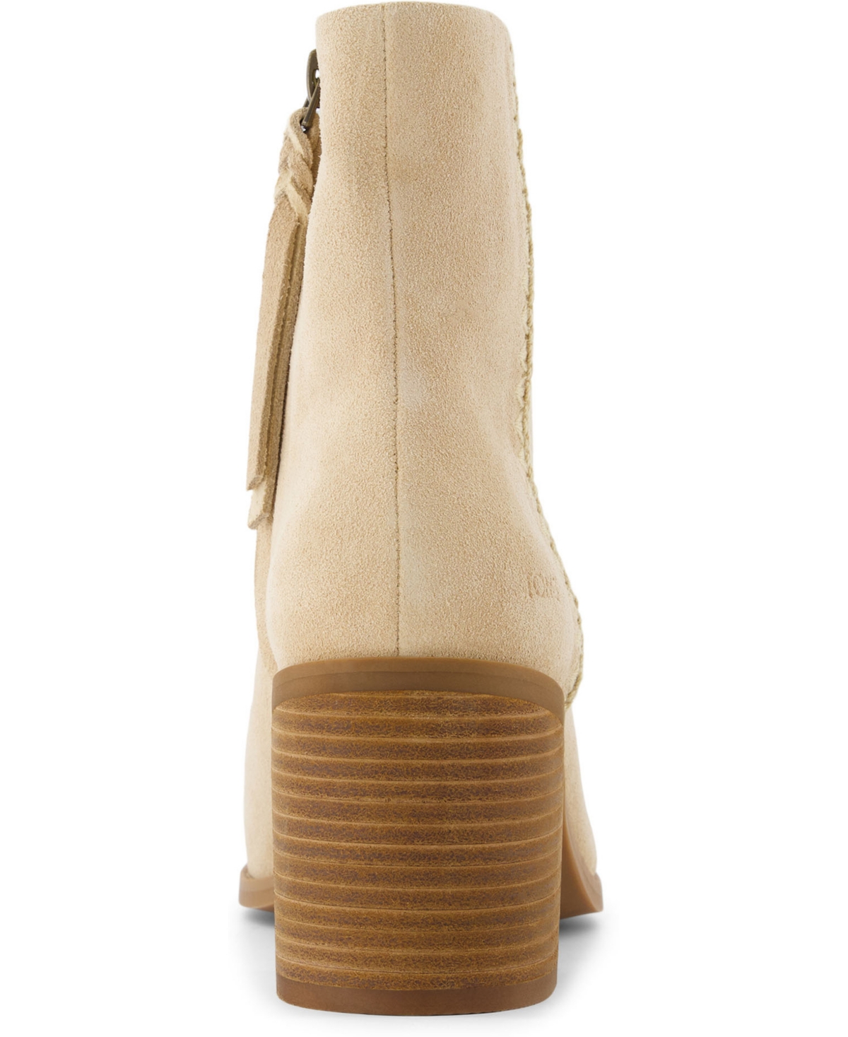 Shop Toms Women's Evelyn Stacked Block Heel Booties In Stitched Beige Suede
