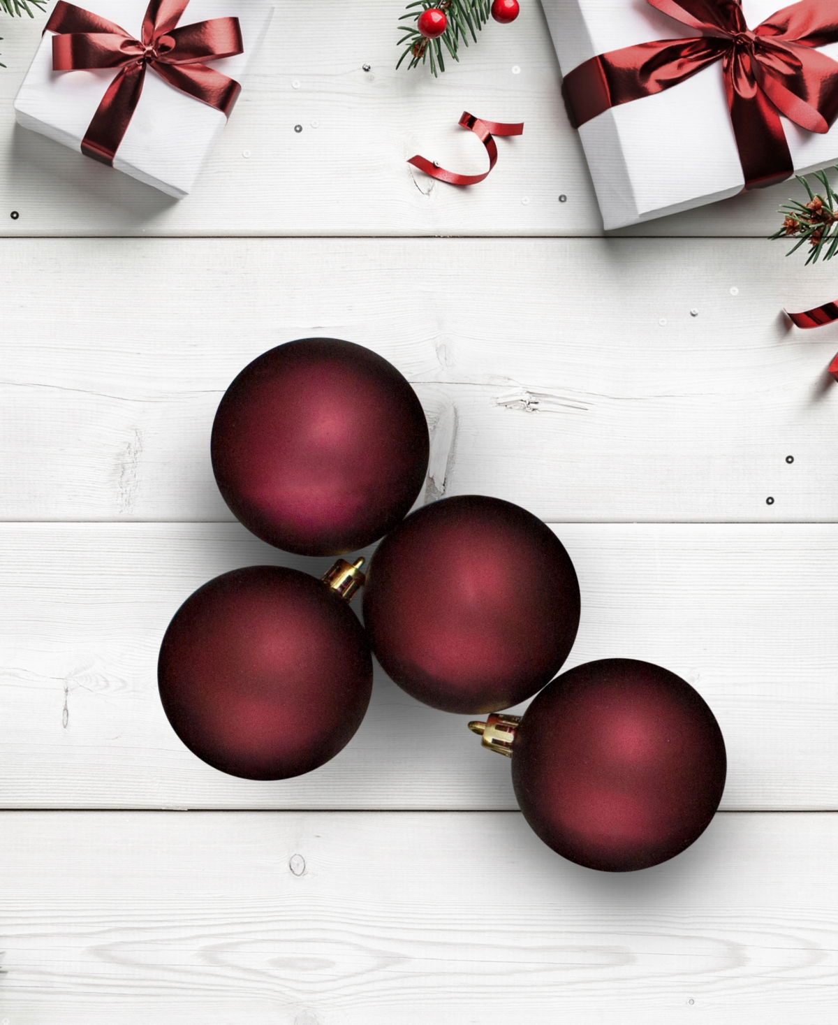 Northlight Burgundy Shatterproof Matte Ornaments 2.5-Inch