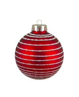 Set of 12 Red Glass Christmas Ornaments