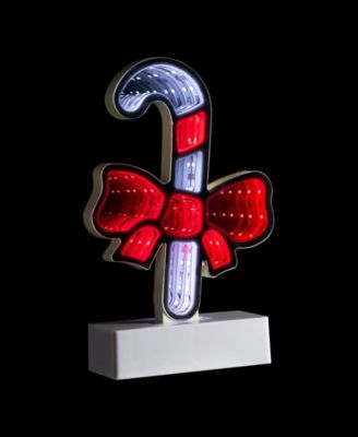 LED 3D Candy Cane with Bow Christmas Tunnel Light - 8-Inch