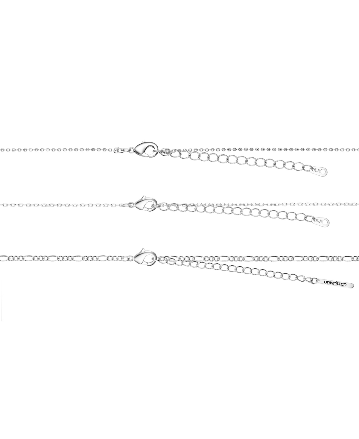 Unwritten Cubic Zirconia Star And Moon Layered Pendant Necklace Set In Silver