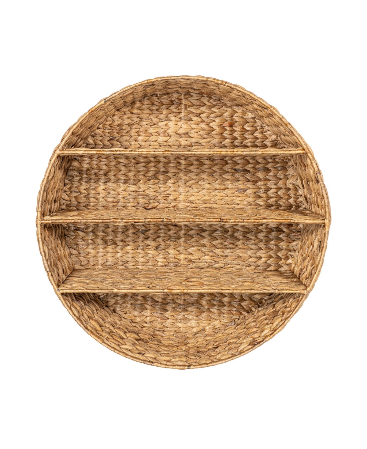 Annulus 24.5" 3-Shelf Circular Handwoven Hyacinth Wall Rack, Natural - Natural