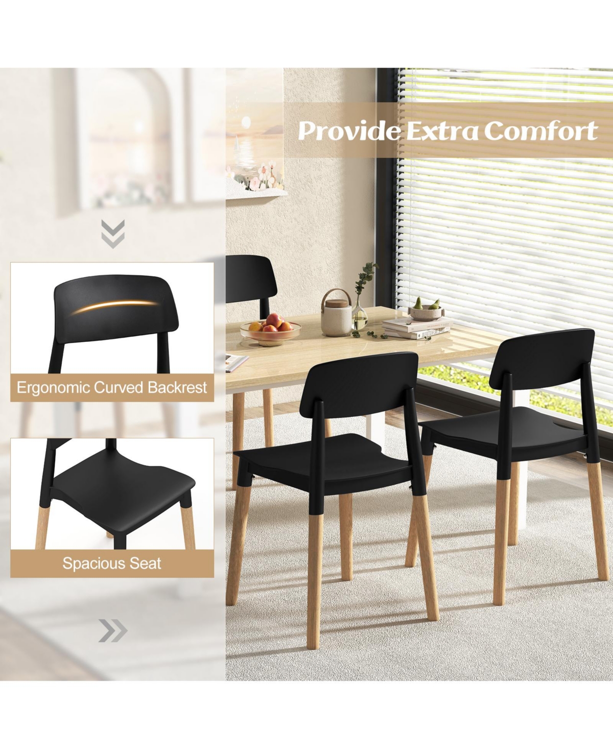 Modern Dining Side Chairs Set of 4 with Ergonomic Backrest for Dining Room