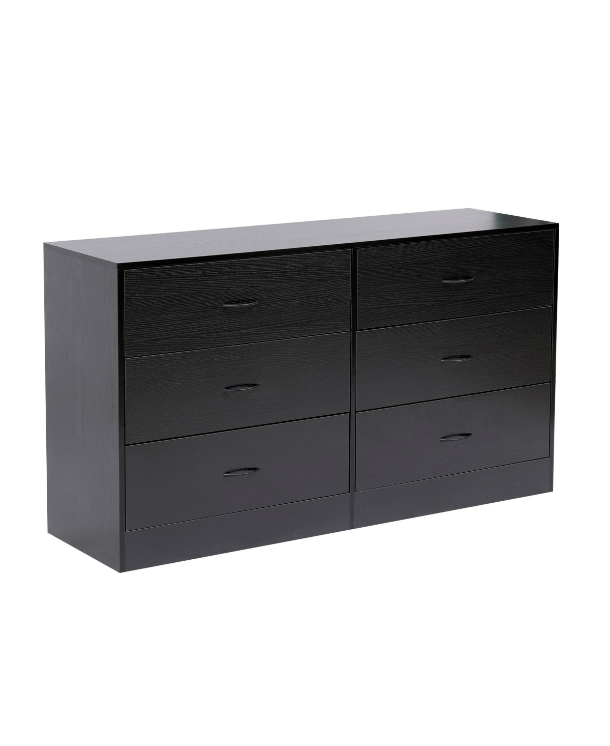 6 Drawer Dressers Black Wood Dresser Chest of Drawers Double Dresser - Black