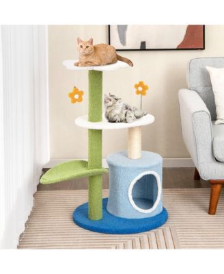 4-Tier Modern Cat Tree Tower Kitten Activity Center with Sisal Scratching Post