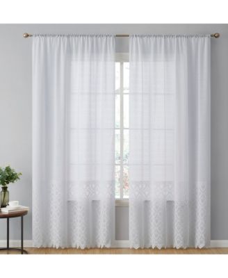 Monaco Premium Soft Decorative Ombre Lace Semi Sheer Light Filtering Rod Pocket Curtain Panels - Set of 2