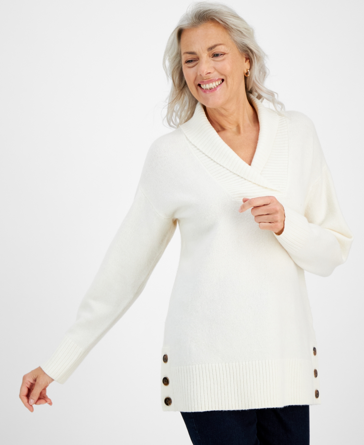 Macy's shawl collar sweater discount