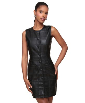 Avec Les Filles Women's Faux-Leather Quilted Mini Dress - Macy's