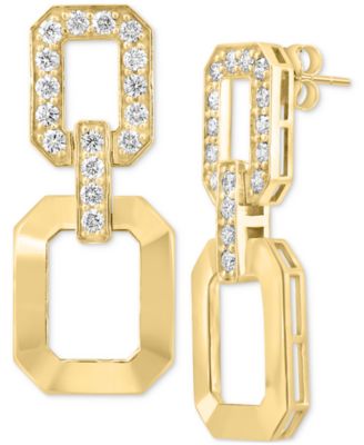EFFY&reg; Diamond & Polished Octagon Link Drop Earrings (1-1/4 ct. t.w.) in 14k Gold
