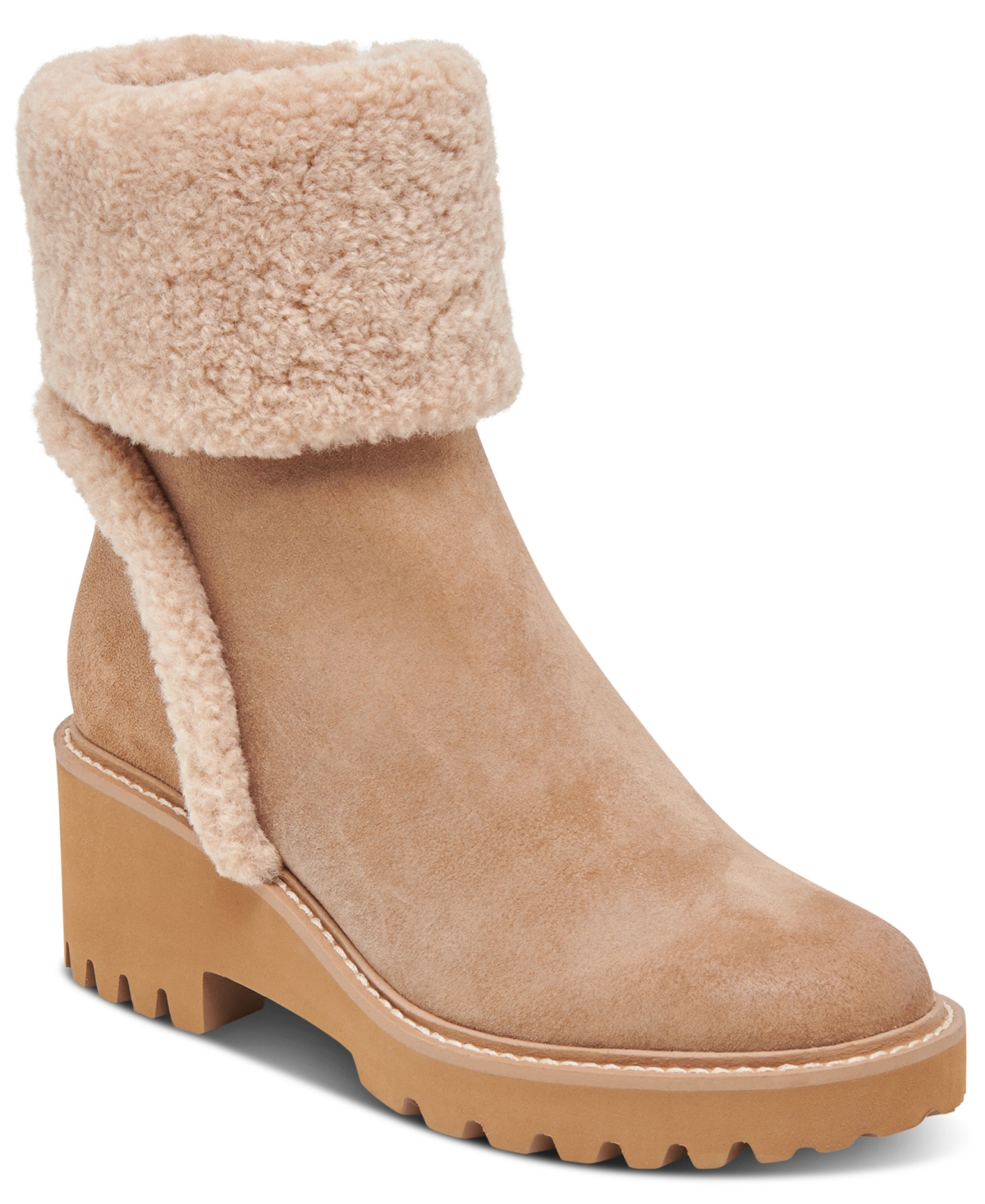 Women's Hug H2O Faux-Fur-Trim Booties - Mushroom Suede