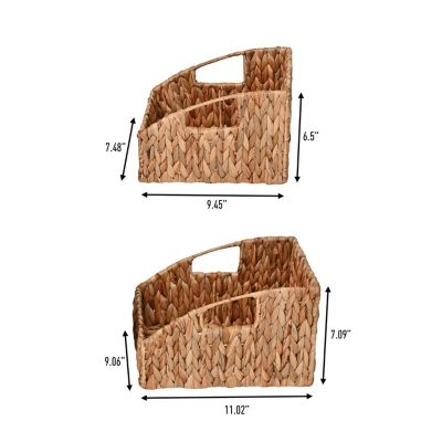 Happimess Havanah Southwestern Hand-Woven Hyacinth Slanted Pantry Baskets with Handles (Set of 2