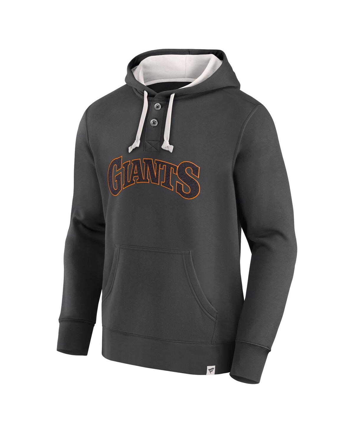 Fanatics Men's Black San Francisco Giants Plan For Adversity Henley Fleece Pullover Hoodie In Black