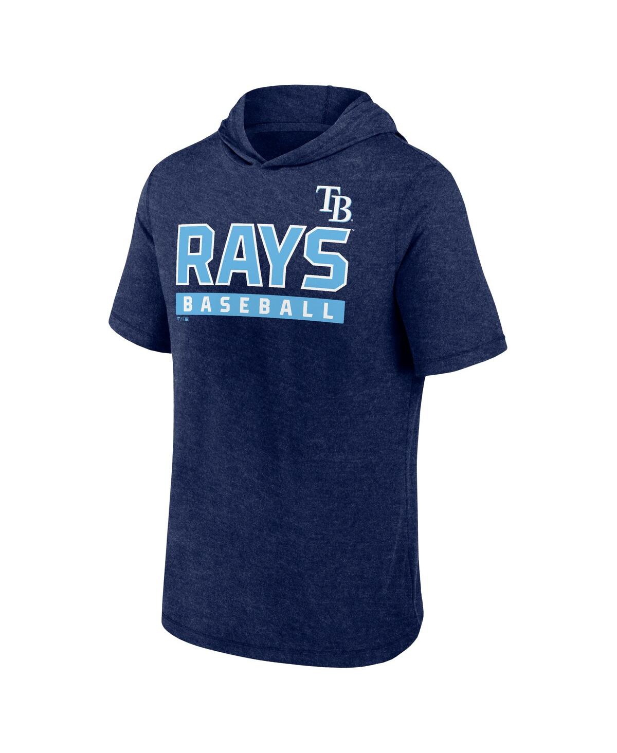 Fanatics Men'sTampa Bay Rays Push Short Sleeve Pullover Hoodie - Heather Navy