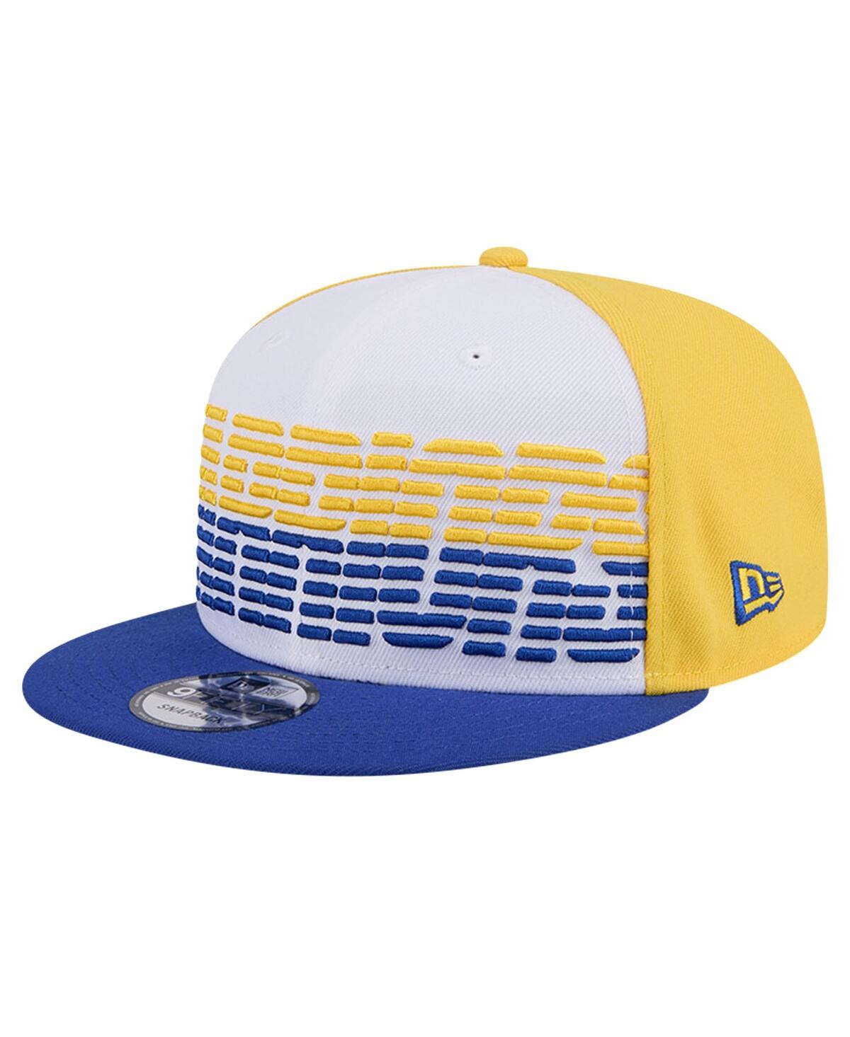 New Era Men'sRoyal Golden State Warriors Throwback Gradient Tech Font 9FIFTY Snapback Hat - White, Royal