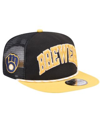 Men's Black Milwaukee Brewers Throwback Meshback Golfer Hat