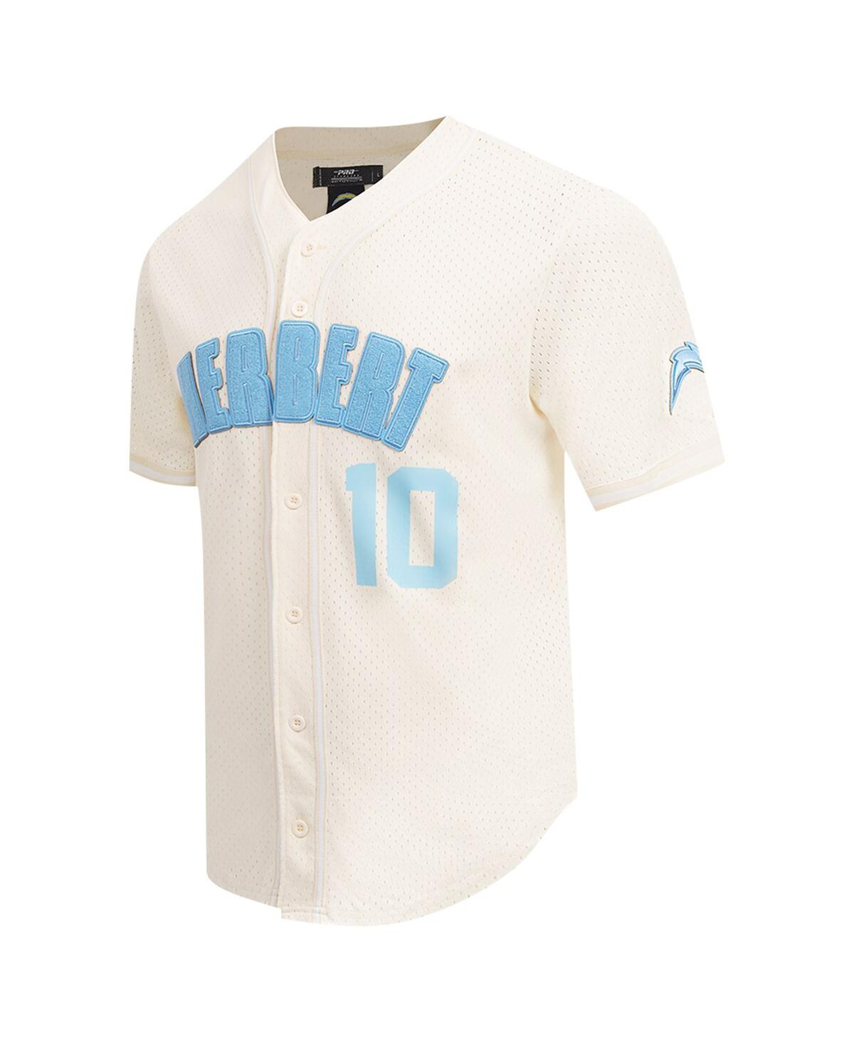 Pro Standard Men's Justin HerbertLos Angeles Chargers Name Number Triple Tonal Button-Up Baseball Jersey - Cream