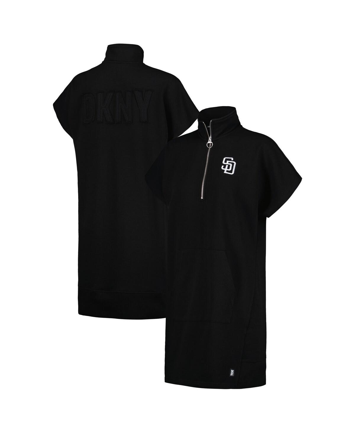 Women's Black San Diego Padres Emily Quarter-Zip Sneaker Dress - Black