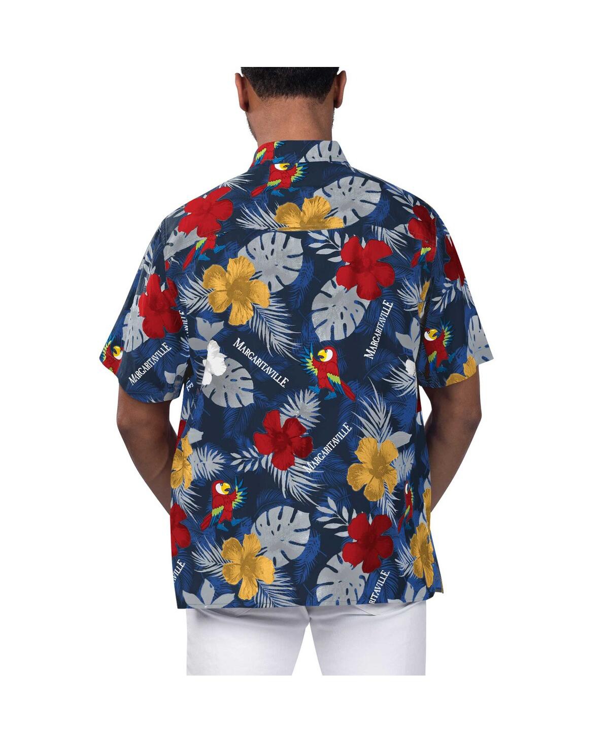 Margaritaville Men'sTampa Bay Rays Island Life Floral Party Button-Up Shirt - Navy