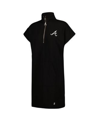 Women's Black Atlanta Braves Emily Quarter-Zip Sneaker Dress
