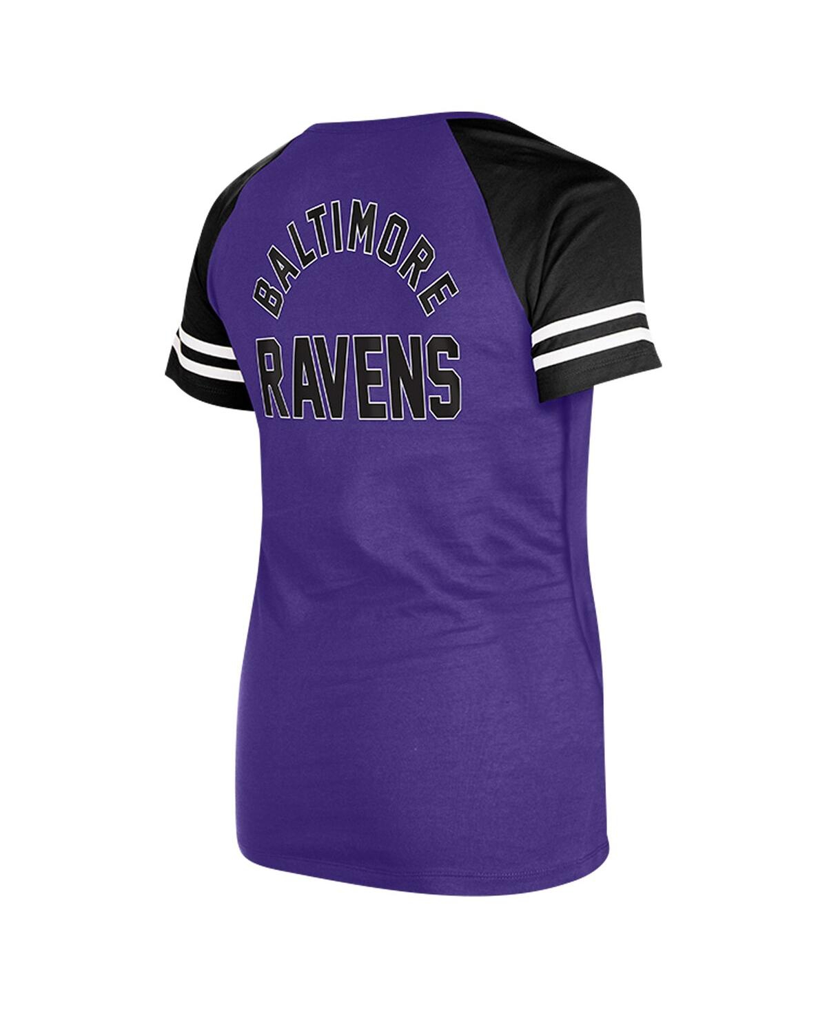 NEW ERA WOMEN'S PURPLE BALTIMORE RAVENS LACE-UP RAGLAN T-SHIRT 