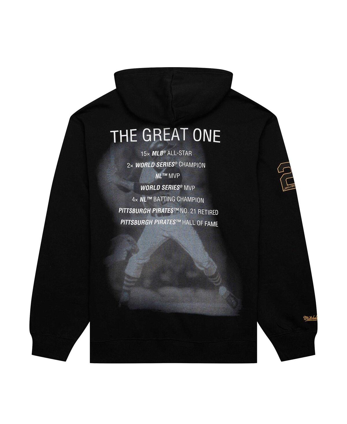 Mitchell & Ness Men's Roberto Clemente Black Pittsburgh Pirates Vintage-like Logo Name Number Pullover Hoodie In Black